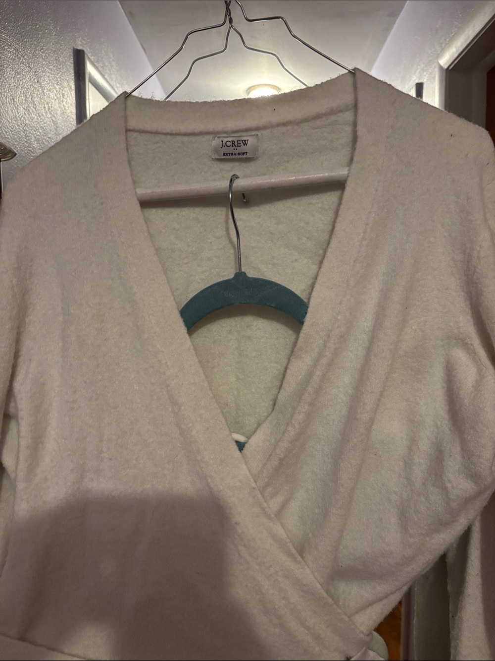 J. Crew Cream V-Neck Wrap Sweater